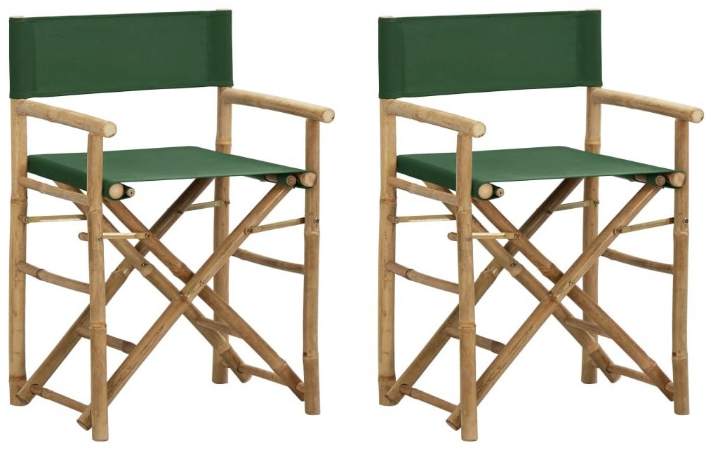 vidaXL Składane krzesła reżyserskie, 2 szt., zielone, bambus i tkanina! 313032