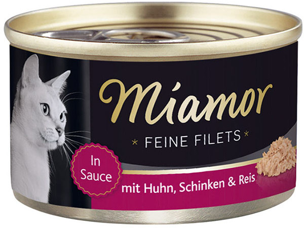 Miamor Feine Filets filety mięsne smak kura z szynką i ryżem 24x100g