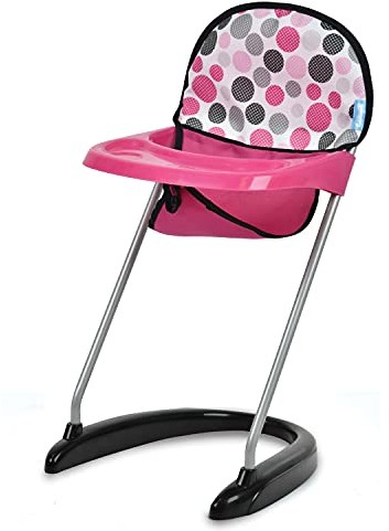 Hauck wysokie krzesełko dla lalek, z tacą do posiłku, dla lalek do 43 cm, Pink Dots, Różowe Punkty 932098