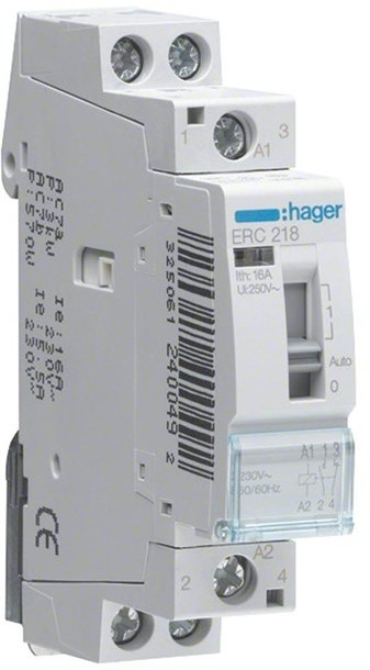 Hager Relay 25a 1no+1nc 12v~50hz ERL218