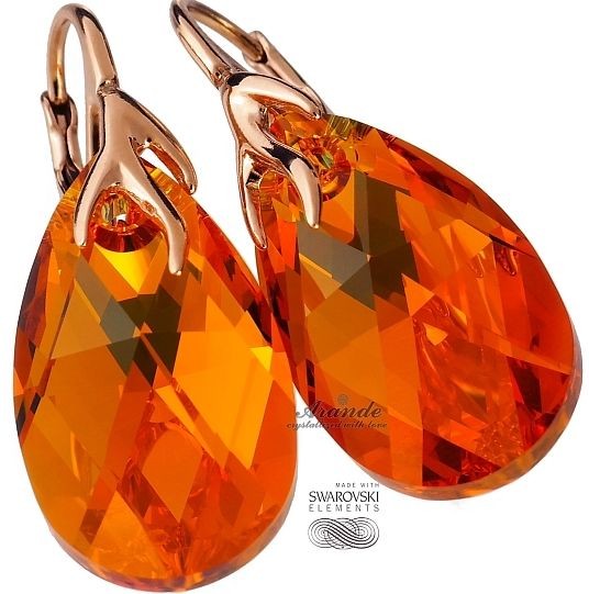 Swarovski kolczyki TOPAZ RÓŻOWE ZŁOTO SREBRO