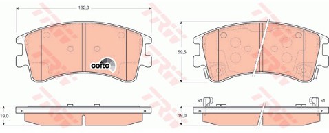 TRW Zestaw klocków hamulcowych, hamulce tarczowe GDB3310