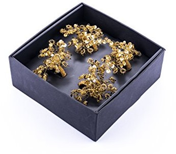 Legendarte legendarte legendhome allacciatovagliolo biżuteria zestaw 4 sztuki, metal/szkło/PCW, złota, 19 x 19 x 7 cm LH-014
