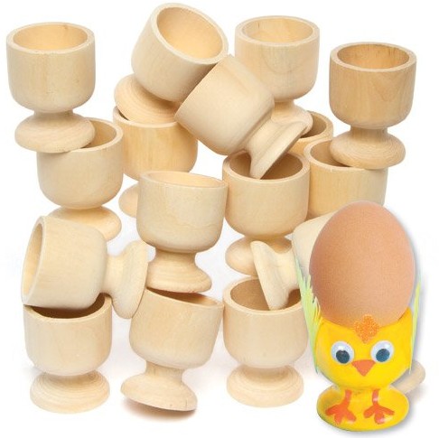 Baker Ross Kieliszek do jajka z drewna do malowania i dekoracji dla dzieci do majsterkowania na Wielkanoc (6 sztuki) EA448
