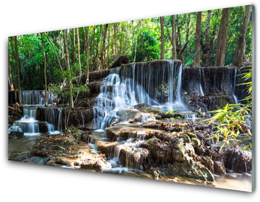 Tulup.pl Panel Szklany Wodospad Las Przyroda 120x60cm