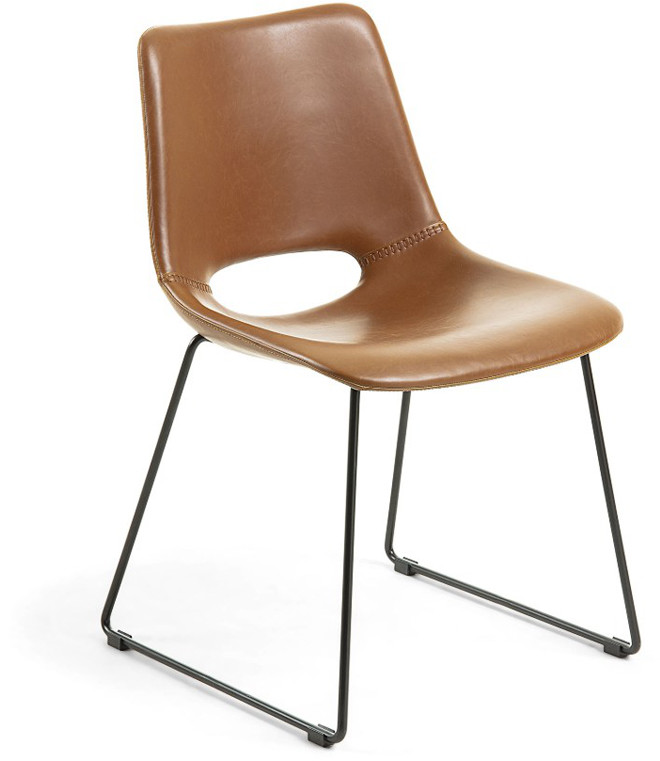 LA FORMA Krzesło Ziggy Metal Black Pu Brown Cc0826u10 78,0x49,0x55,0/Krzesło