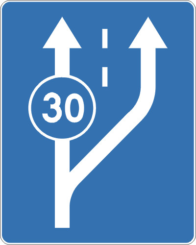 Znak drogowy informacyjny D-13 Początek pasa ruchu powolnego