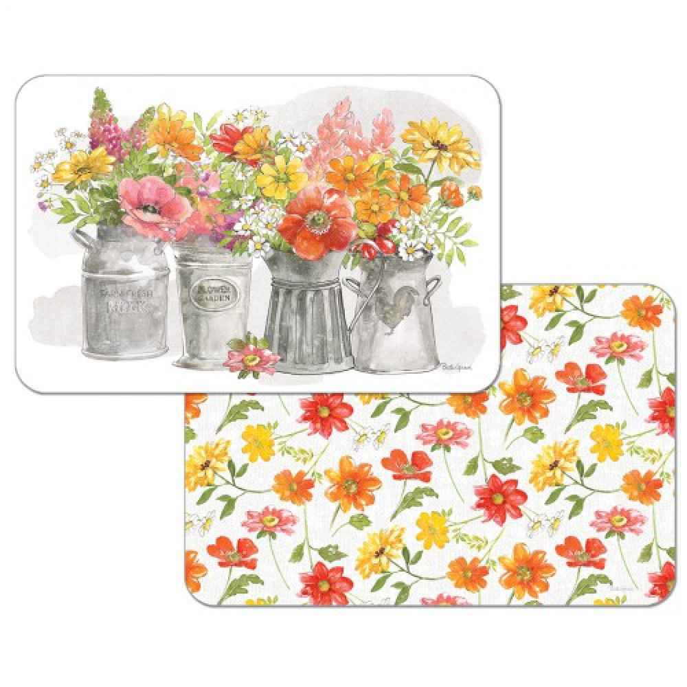 Cala Home Mata Stołowa Podkładka Na Stół Plastikowa Dwustronna Cala Home Farmhouse Floral Wielokolorowa 43 X 28,5 Cm