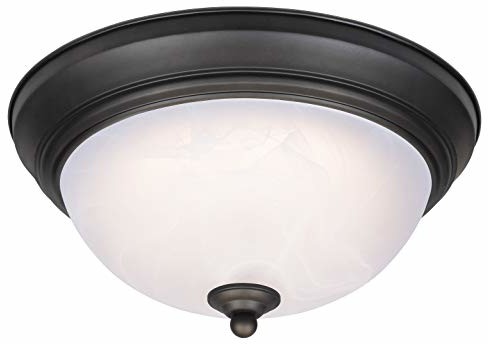 Westinghouse Lighting 64006 28 cm ściemniana lampa sufitowa LED do wnętrz, wykonanie z olejowanego brązu z białym szkłem alabastrowym