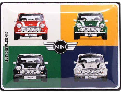 Art Nostalgic 23254 Mini 4 Cars Pop retro tabliczka blaszana tabliczka | Vintage-|-dekoracja ścienna | metalowe | 30 x 40 cm 23254
