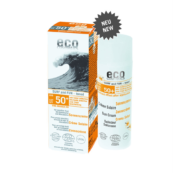 Eco Cosmetics SURF & FUN Tonowany krem na słońce LSF/SPF 50+ z owocem granatu i olejem z makadamii GreenLine-1067-uniw