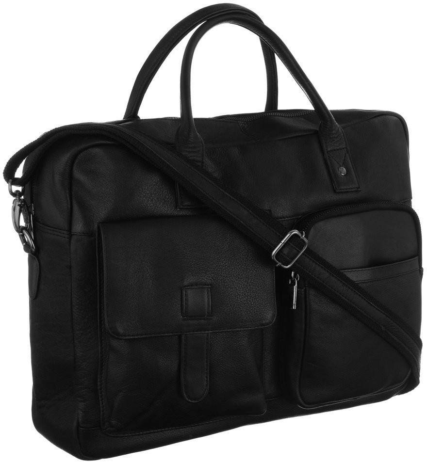 * producent niezdefiniowany Elegancka torba laptopowa ze skóry naturalnej z kieszeniami