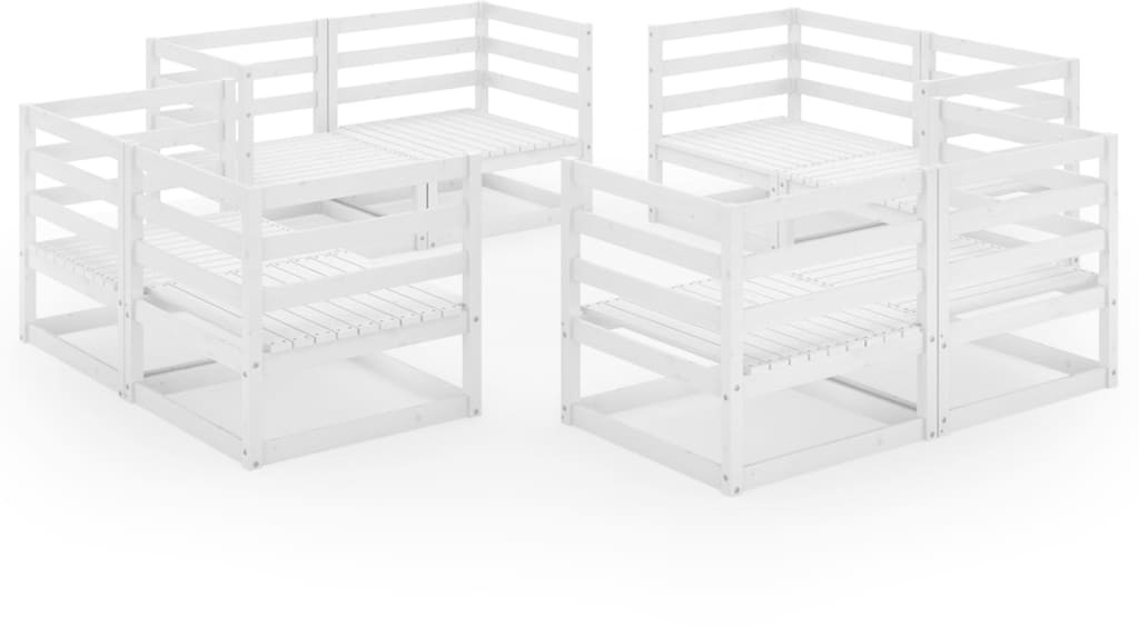 vidaXL 8-cz. zestaw mebli wypoczynkowych do ogrodu, biały, sosnowy 3075285