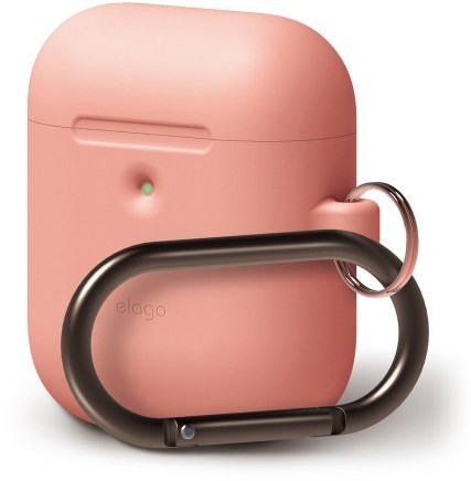 Elago Elago AirPods 2 Hang Silicone Case - etui z karabińczykiem do AirPods 2 brzoskwiniowe EAP2SC-HANG-PE