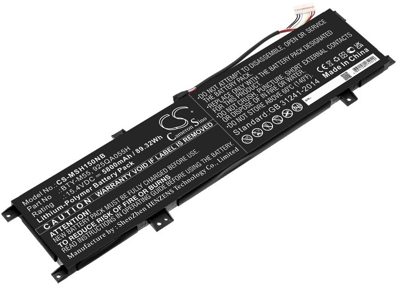 Cameron Sino MSI Alpha 15 A3DDK BTY-M55 5800mAh 89.32Wh Li-Polymer 15.4V