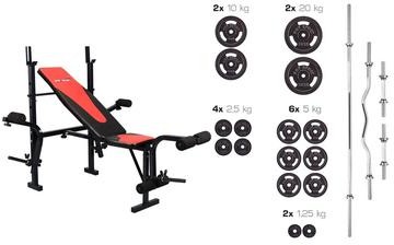 Hop-Sport Zestaw Obciążeń Strong 129 kg z ławką HS-1055
