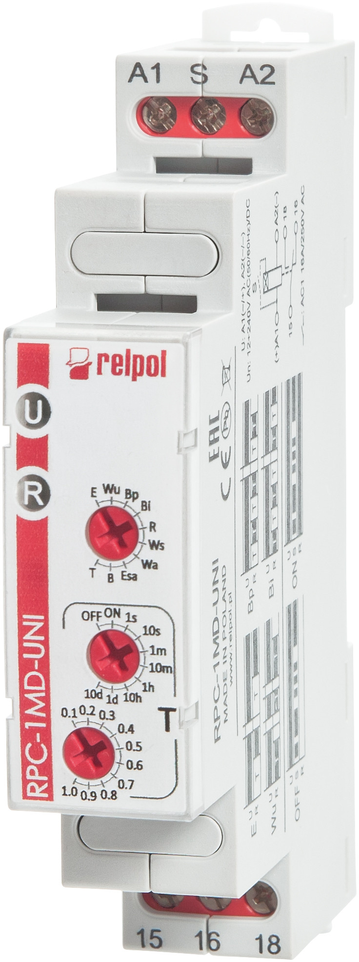 RABALUX Wielofunkcyjny-przekaźnik-czasowy-1P-12-240VAC-DC-50-60Hz-RPC-1MD-UNI 863218