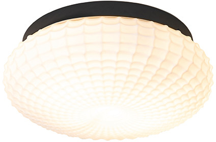 QAZQA Klasyczna lampa sufitowa czarna z opalowym szkłem 30 cm IP44 - Nohmi