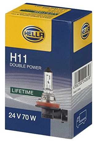 HELLA Double Power (Long Life | Heavy Duty) H11 reflektor halogenowy lampa, 24 V 70 W pojazdach, vibrationsbestaendig, szczególnie nadaje się do maszyn budowlanych | rolniczych, 8 GH 008 358 251 008358251