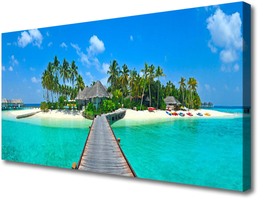 PL Tulup Obraz Canvas Tropikalna Plaża Palmy 120x60cm