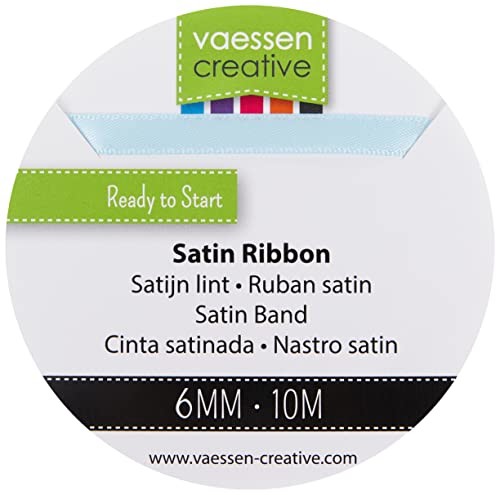 Vaessen Creative Vaessen Creative 301002-1010 satynowa wstążka, jasnoniebieska, 6 mm x 10 m, wstążka, wstążka dekoracyjna, taśma prezentowa i taśma materiałowa na wesele, chrzest i prezenty urodzinowe, 6 mm 301002-1010