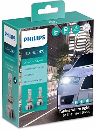 PHILIPS Ultinon Pro5000 żarówka LED do reflektorów samochodowych (H7), 2 sztuki 11972U50CWX2