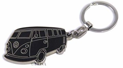 VW Collection by BRISA breloczek do kluczy w Volkswagen Bulli T1 Silhouette, chromowane i emaliowane, czarny VWBUKH12