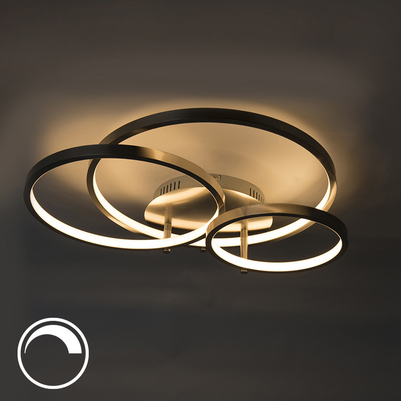 QAZQA Nowoczesna stalowa lampa sufitowa z diodami LED i ściemniaczem - Rondas