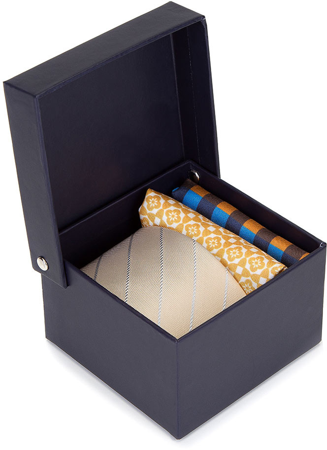 Wittchen Zestaw krawat i dwie poszetki z jedwabiu 92-7Z-002-X1