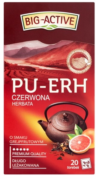 Big-Active Big-Active Pu-Erh Herbata czerwona o smaku grejpfrutowym 36 g (20 x 1,8 g)