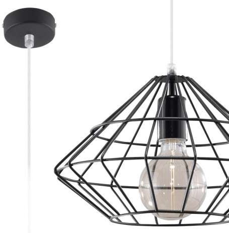 Sollux Lighting Druciana LAMPA wisząca SL.294 industrialna OPRAWA zwis druciak metalowy czarny