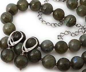 Arande Naturalny Labradoryt Piękny Komplet Srebro 2291769223