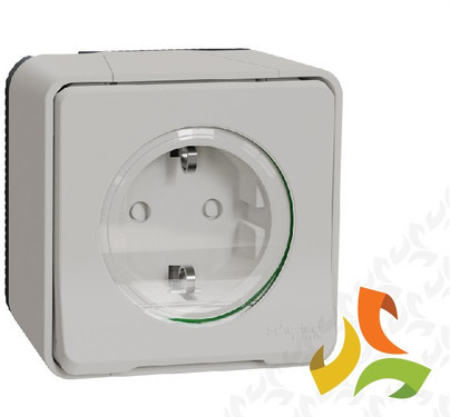 Schneider Electric MUREVA STYL Gniazdo 1 pojedyncze z uziemieniem SCHUKO 2P+PE IP55 biały MUR39034 MUR39034/SCH