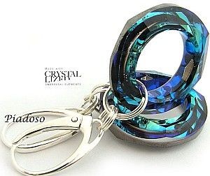 Swarovski piękne kolczyki pierścienie BLUE