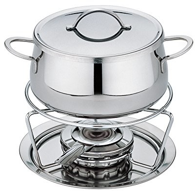 Unbekannt Komplet Fondue firmy Spring 2621406018 Swiss Eco, ze stali nierdzewnej, srebrny, 27,2 x 28,8 x 30,4 cm 2621406018