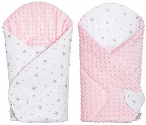 Sevira Kids Sevira Kids Plecak zimowy  niemowlęcy  wszechstronne zastosowanie  100% bawełna  obracany w mincky  koc do owijania  prezent z okazji narodzin  Stella Rosa  80 x 80 cm NA-MINKYREV-STELLA-ROSE
