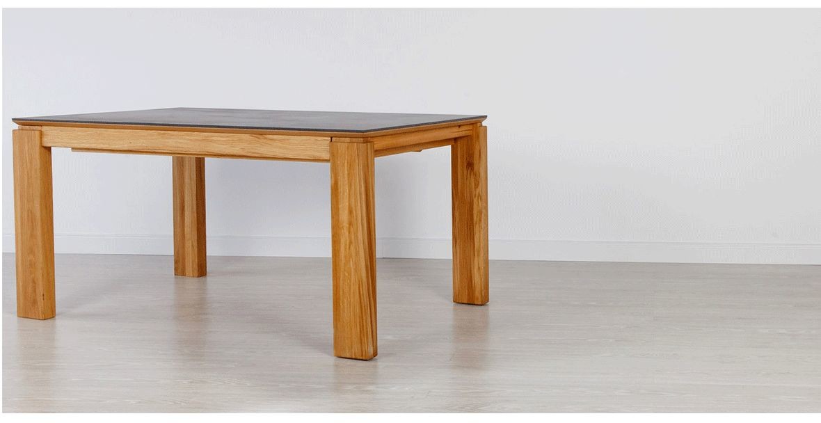 Woodica Stół dębowy 22 rozsuwany / konglomerat kwarcowy DEKTON Dąb/st/22