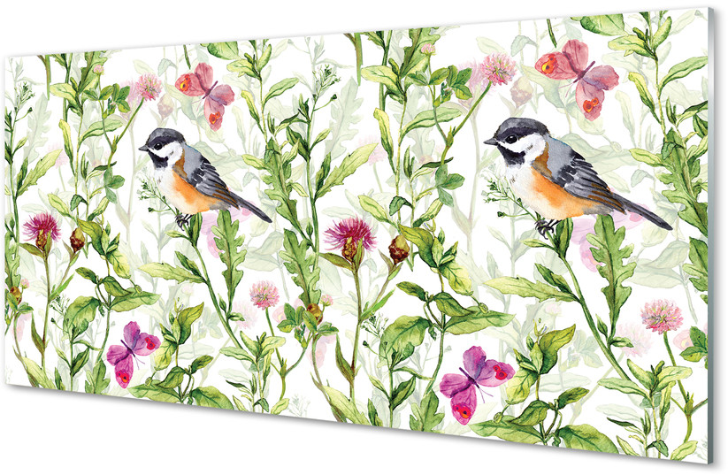 Tulup.pl Panel Szklany Malowany ptak w trawie 100x50cm