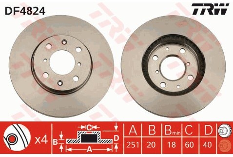 TRW Tarcza hamulcowa DF4824