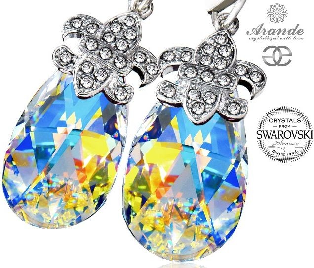 Swarovski kolczyki AURORA FLEUR DE LIS SREBRO
