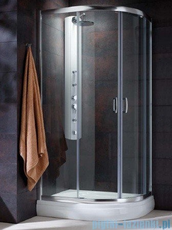 Radaway Premium Plus E Kabina półokrągła 100x80cm szkło przejrzyste + brodzik Laros E prawy + syfon