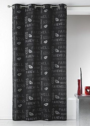 Homemaison Home Maison 09330  8 AL zasłony kora, zadrukowane, cekiny, z okrągłymi oczkami, czarny/srebrny, 140 x 260 cm 09330-8-AL