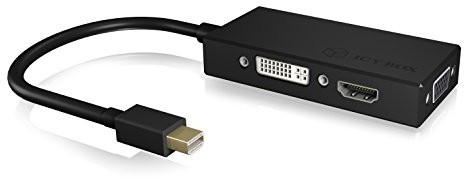 Icy Box IB-ac1031 3-in-1 adapter (wtyczka) DisplayPort na HDMI (4 K Ultra HD), DVI-D lub VGA (Full HD) Czarny, czarny IB-AC1032