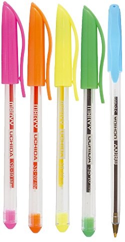 Uchida SB10 Marvy ball point Pen 1.0 MM, Fluo, Set of 5 Colours