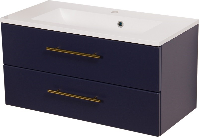 Gante Szafka wisząca z umywalką granatowy mat 80 cm Belli Gold BEL-GN-U80/39/2+KIDDY-800
