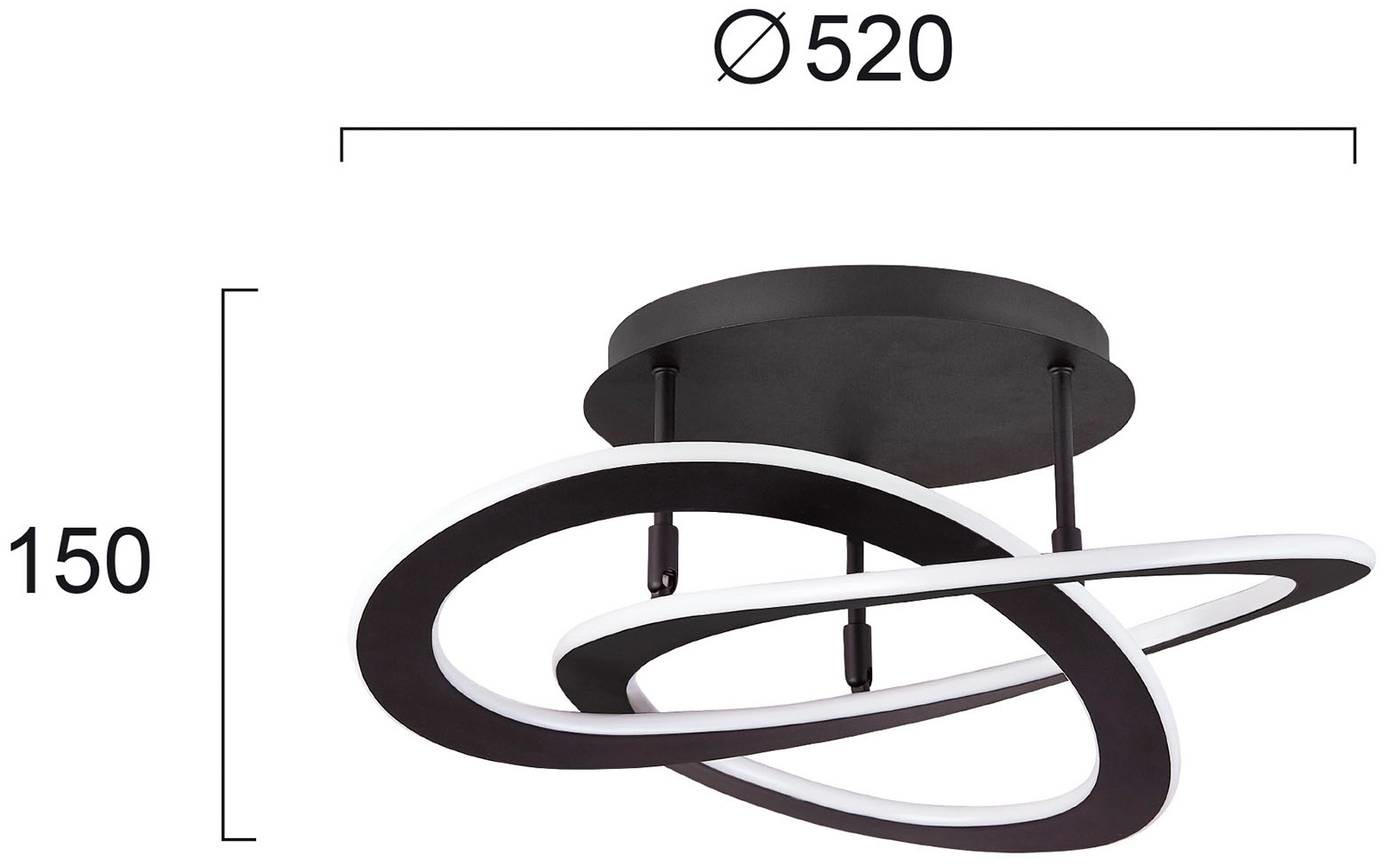 Viokef Lampa sufitowa LED Charlie, 52cm, czarna