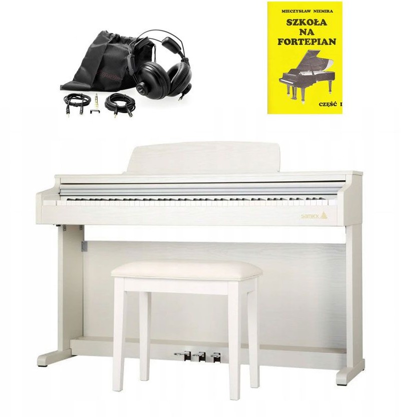 Samick Piano DP-300 WH - pianino cyfrowe + słuchawki + książka