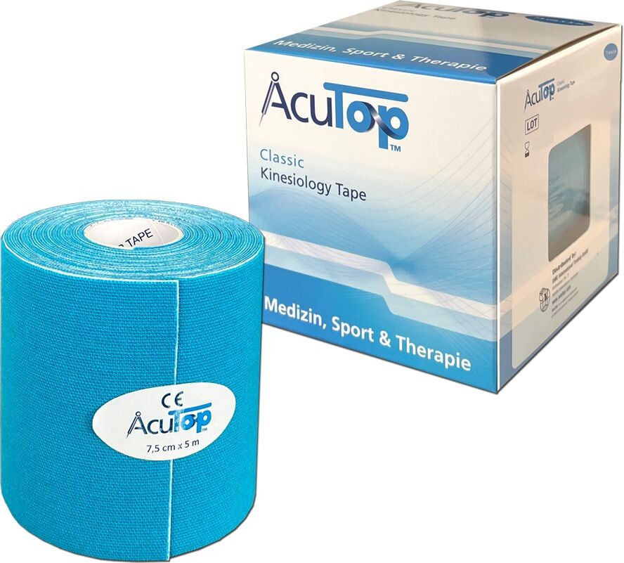 Tape Acutop Oryginal Kinesiology AcuTop Classic 7,5 cm Niebieski - Szeroka rolka - NIEMIECKA JAKOŚĆ - niska cena (atc7 blue)