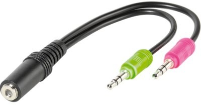 Vivanco Komputerowy adapter 45511 Adapter 3.5mm(4pin)Gn-2x3.5mm 3.5mm(4pin)Gn-2x3.5mm