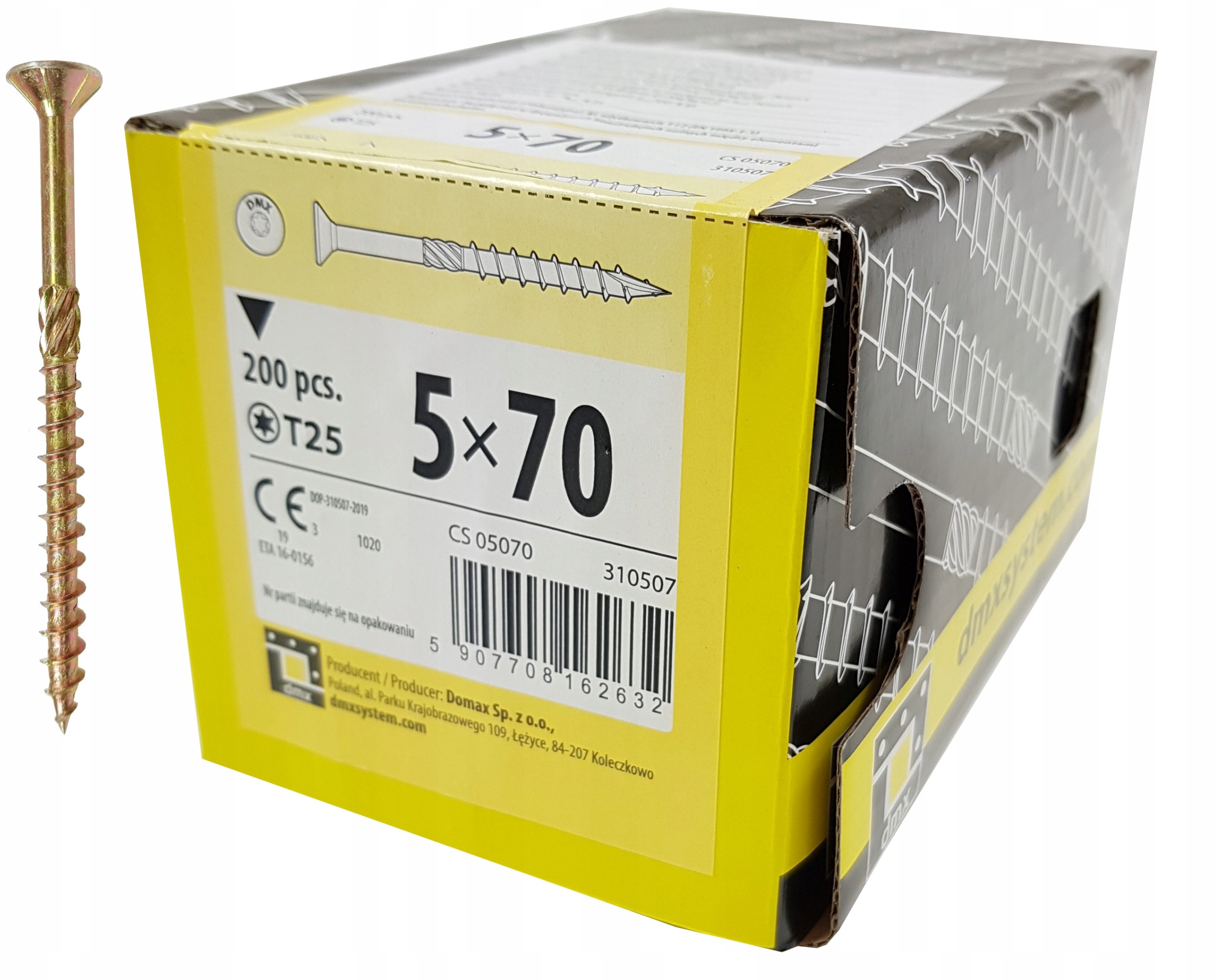 Wkręty Ciesielskie 5x70 Torx Łeb Stożkowy 200szt